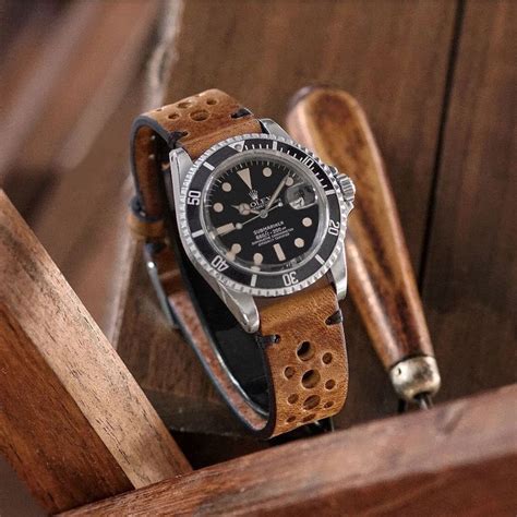 rolex vintage leather|best leather strap for rolex.